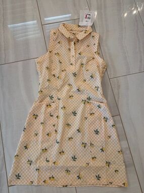 PUMA XS golf dress with panties yellow lemons sleeveless NWT